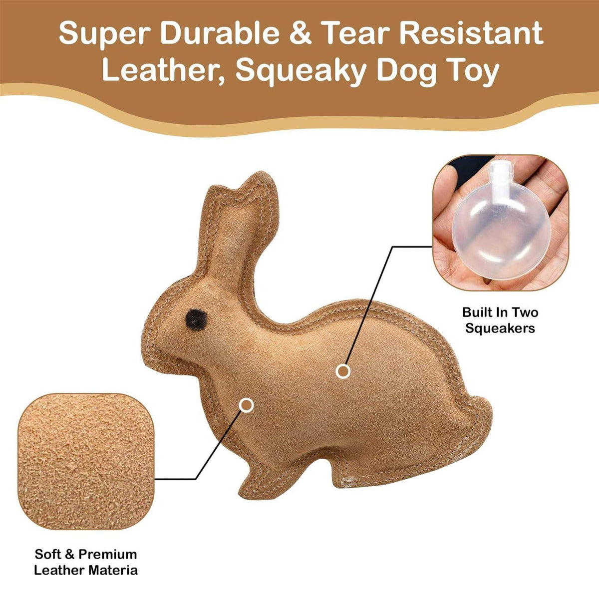 Fused Leather Rabbit Dog Toy C936756