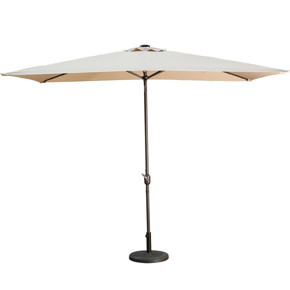 10 ft. Aluminum Rectangular LED Patio Umbrella in Beige S627700