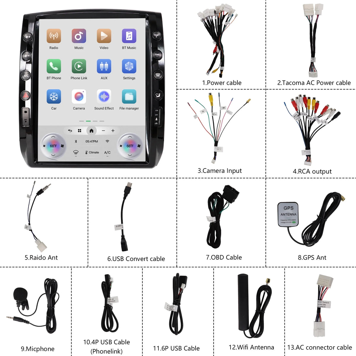 12.1 inch Touch Screen Car Radio Stereo Head Unit with GPS B372