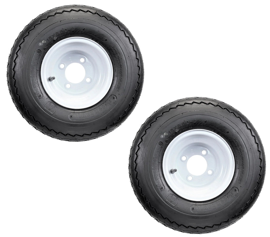 2-Pk Golf Cart Tires On Rims 18X8.50-8 White 4 Lug K695