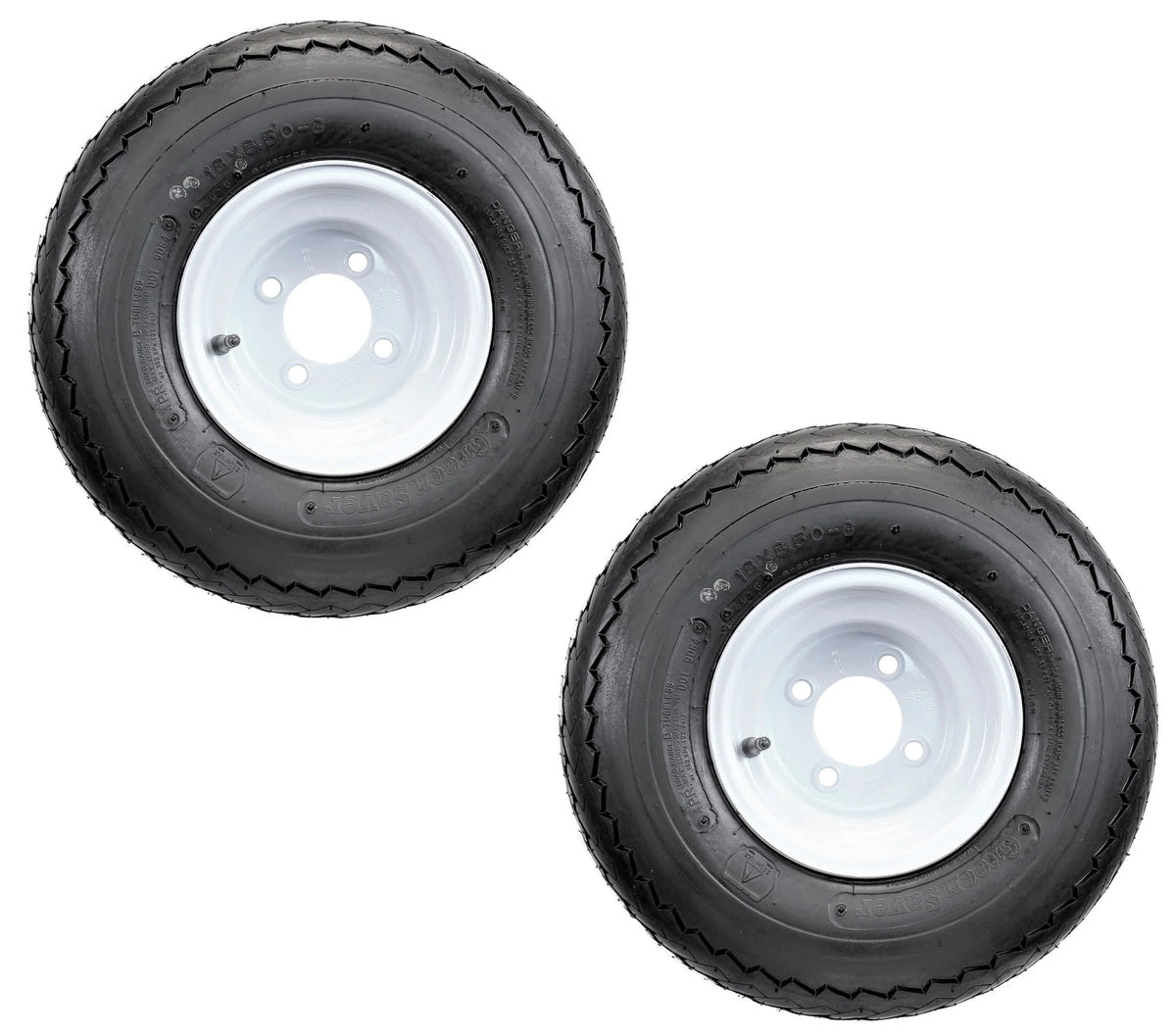 2-Pk Golf Cart Tires On Rims 18X8.50-8 White 4 Lug K695
