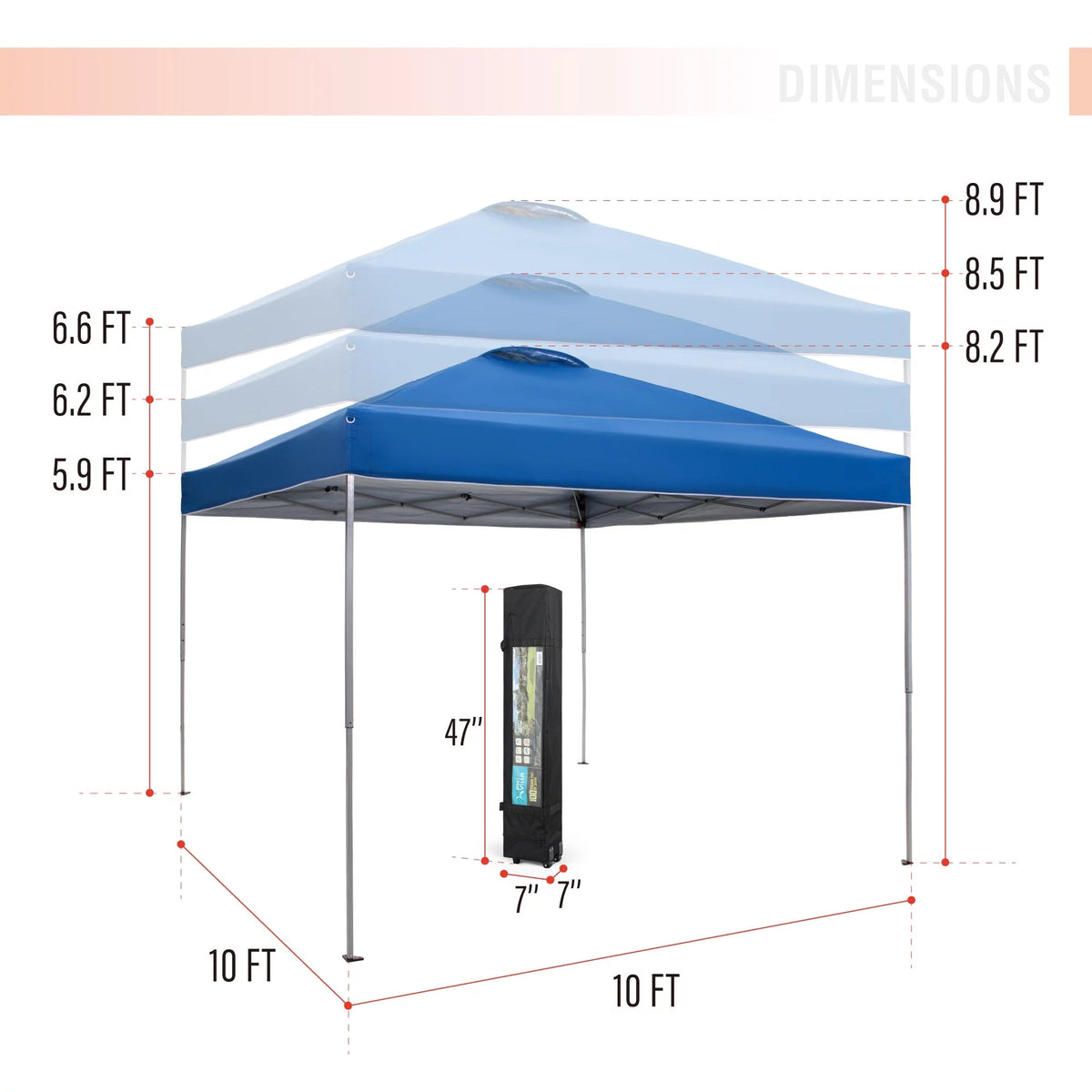 10' x 10' Blue Pop Up Canopy Tent with Wheeled Bag U11626