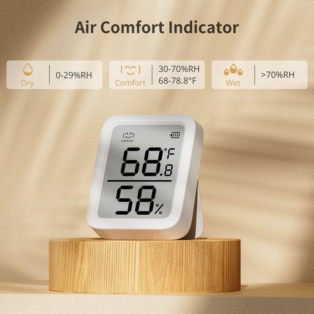 Thermometer & Hygrometer, Bluetooth Temperature Humidity Sensor, 3" LCD Display, White, 2 Pack H17993