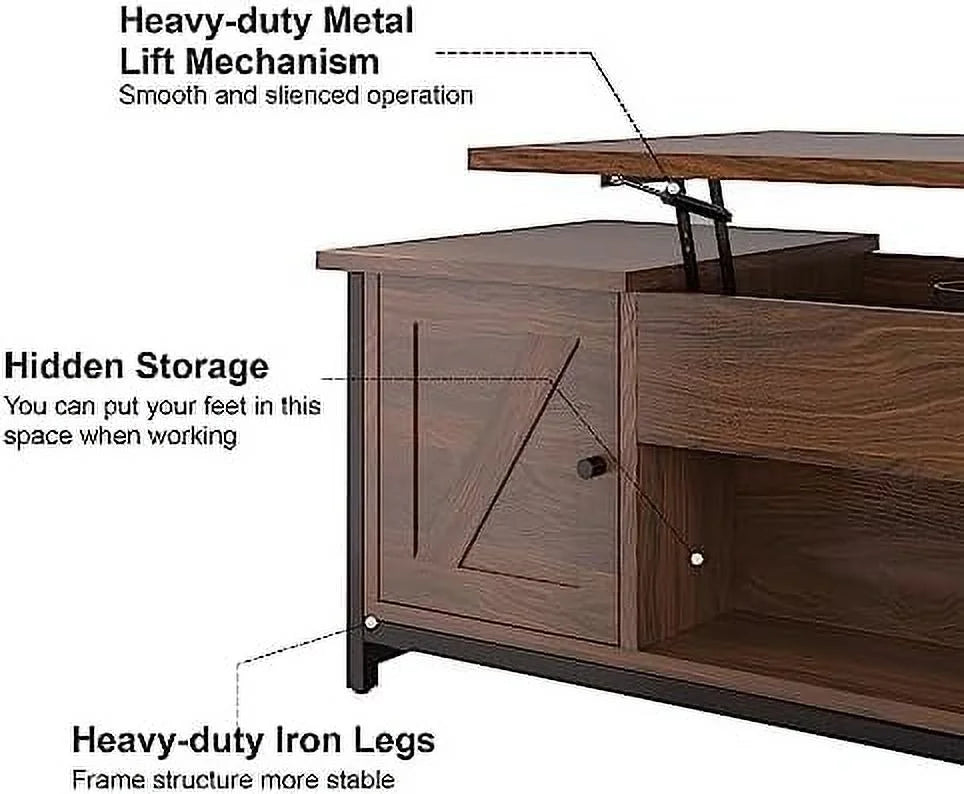 41.7" Lift Top Coffee Table with Drawer and Hidden Compartment P314