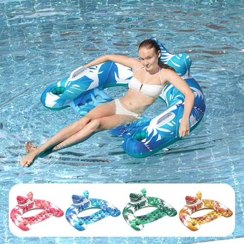 3 Pack Inflatable Pool Float Chairs with Cupholders & Handles B920645