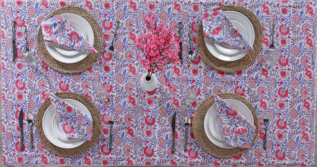 100% Cotton Hand Block Print Tablecloth 60" x 60" J759161