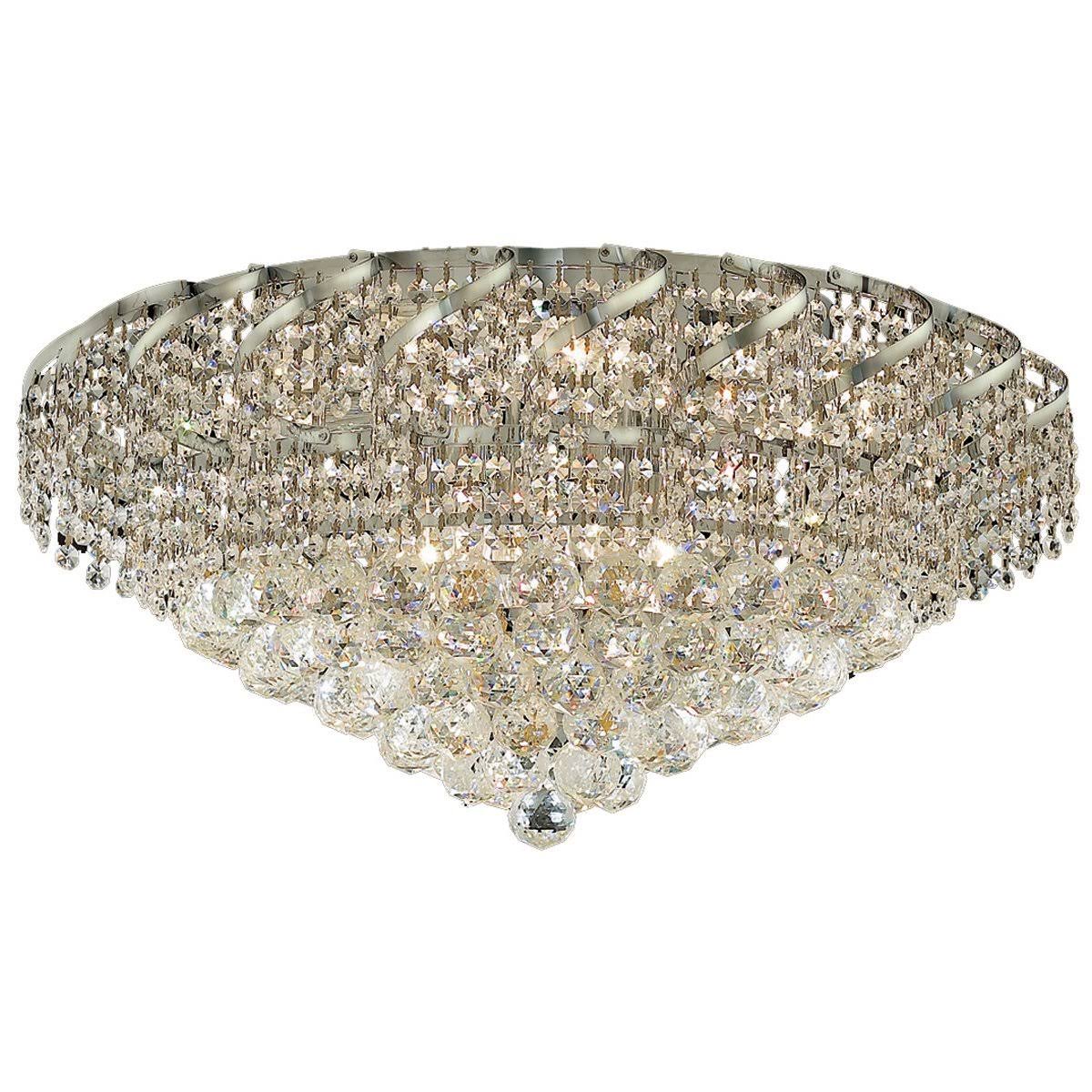 10 Light Chrome Flush Mount Clear Crystal W40491