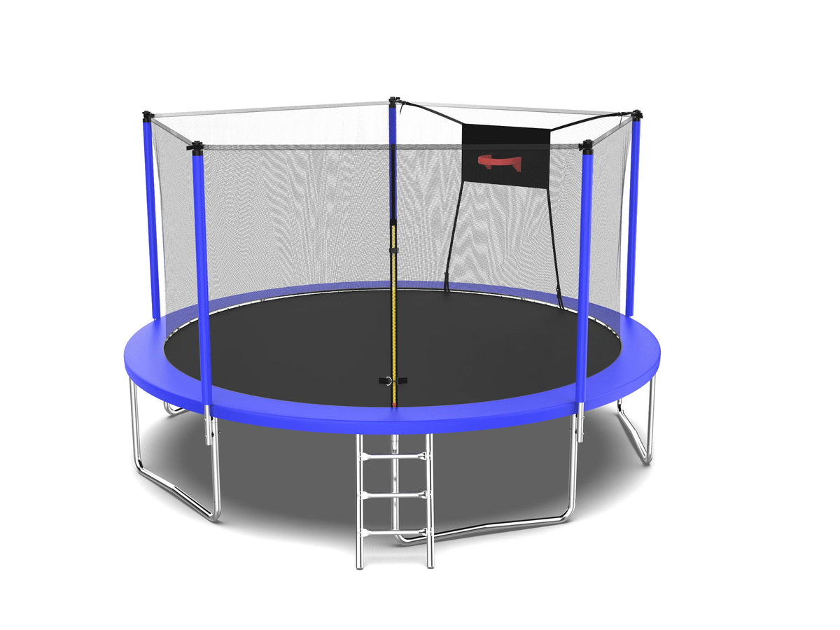 16FT Trampoline with Enclosure Net, Basketball Hoop, Ladder F884