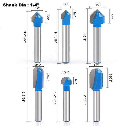 1/4 Carbide V Groove Round Nose Router Bit U745