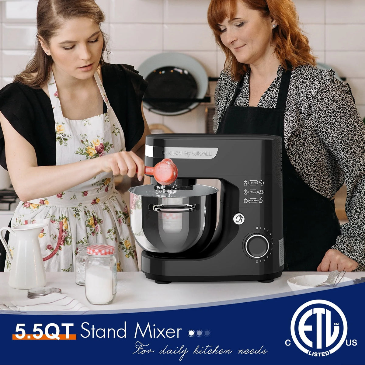 5.5Qt 12-Speed Tilt-Head Electric Kitchen Mixer with Stainless Steel Bowl F4869