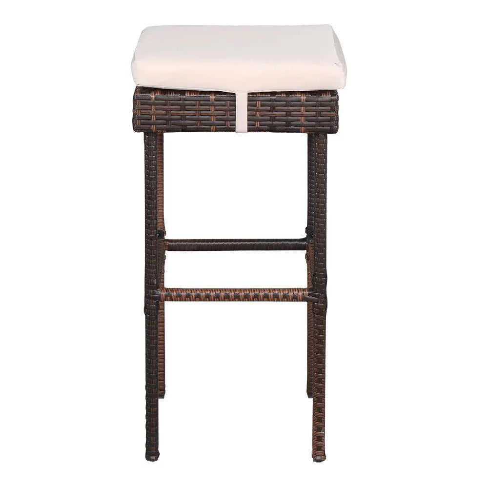 3PCS Patio Rattan Wicker Bar Table Stools Dining Set Brown G83721
