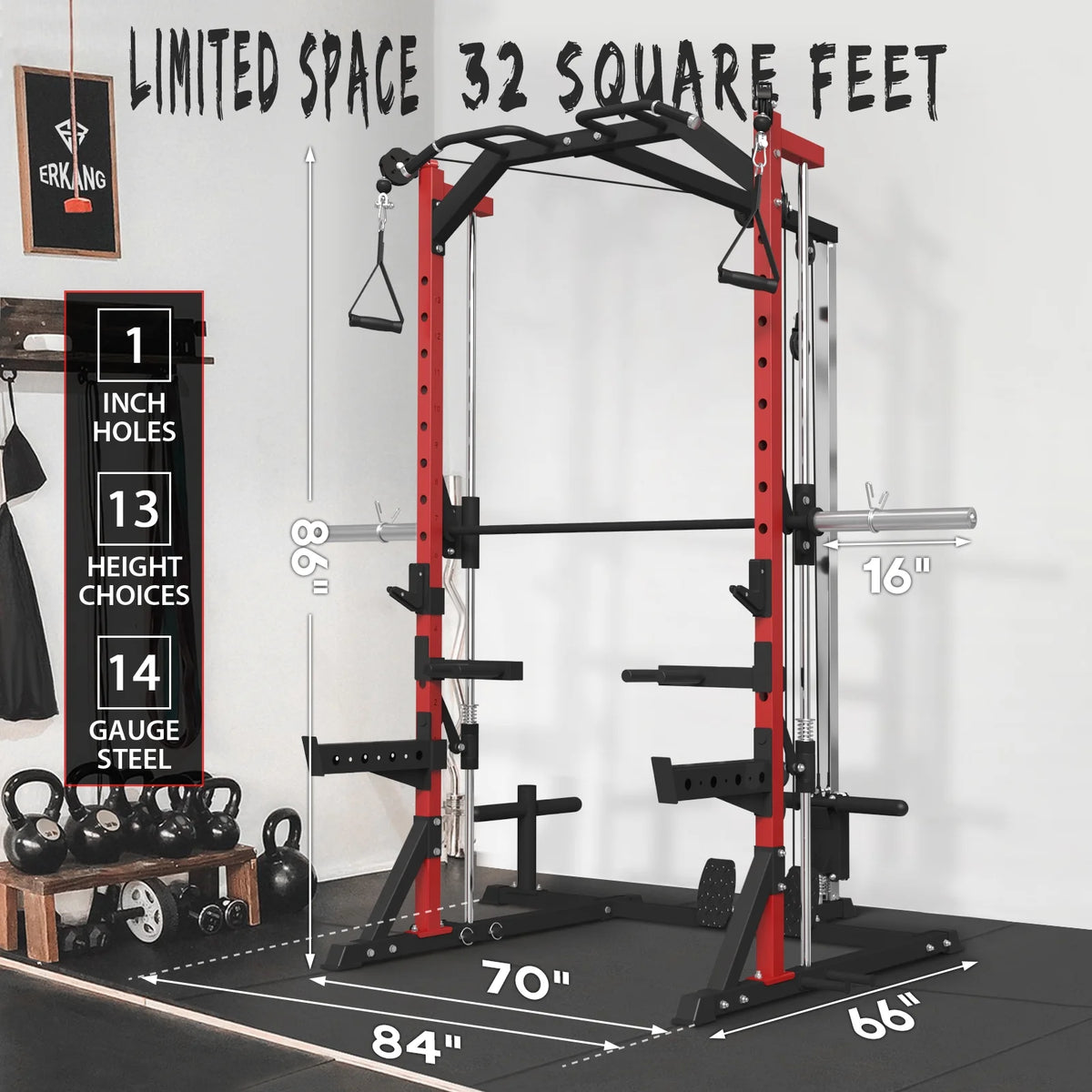 Smith Machine Squat Rack with Cable Crossover System D26614