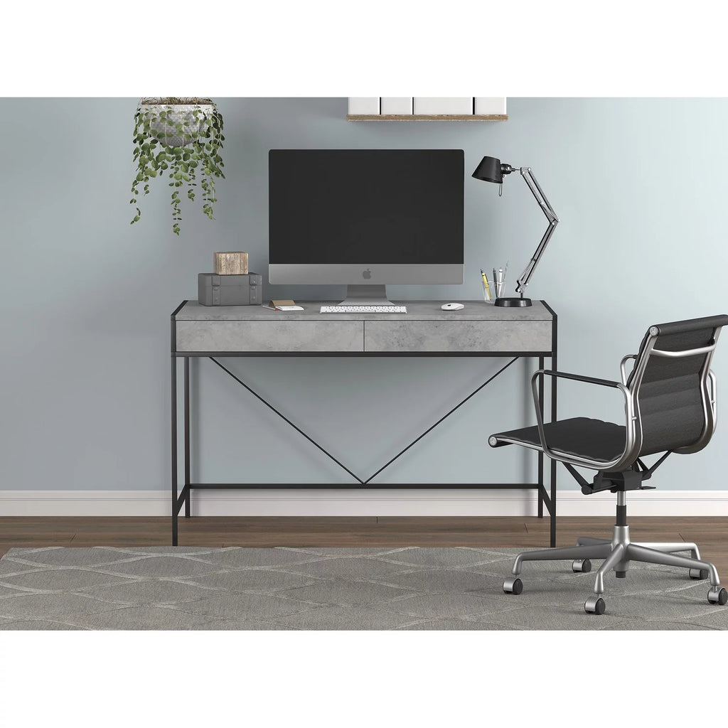 49"L 2-Drawers Black Metal Computer Desk U337573