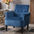 Navy Blue Velvet Tufted Armchair X286