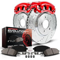 Front Brake Pad and Rotor Kit with Red Calipers E690