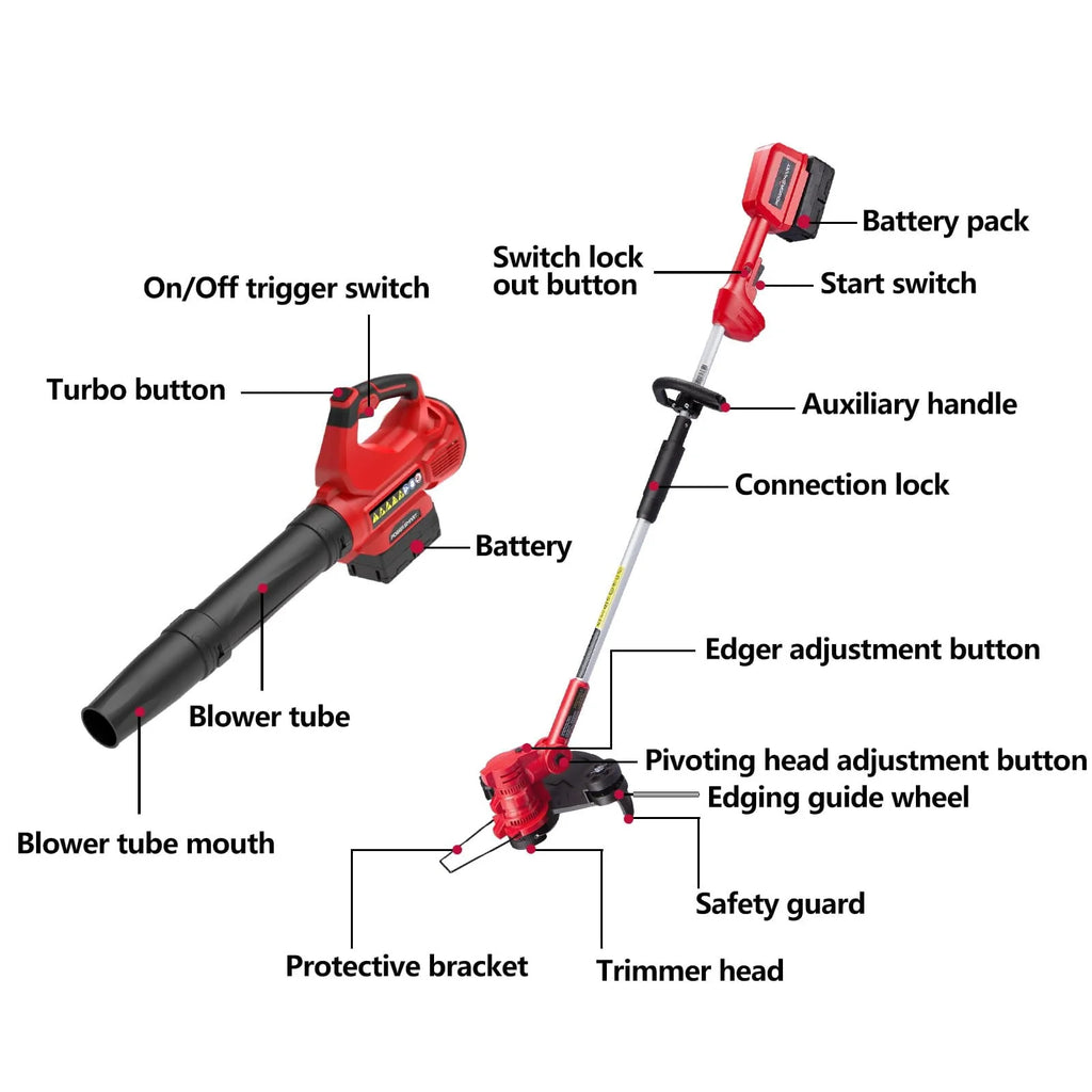 40V 4.0Ah Cordless String Trimmer/Edger and Blower Combo Kit W632