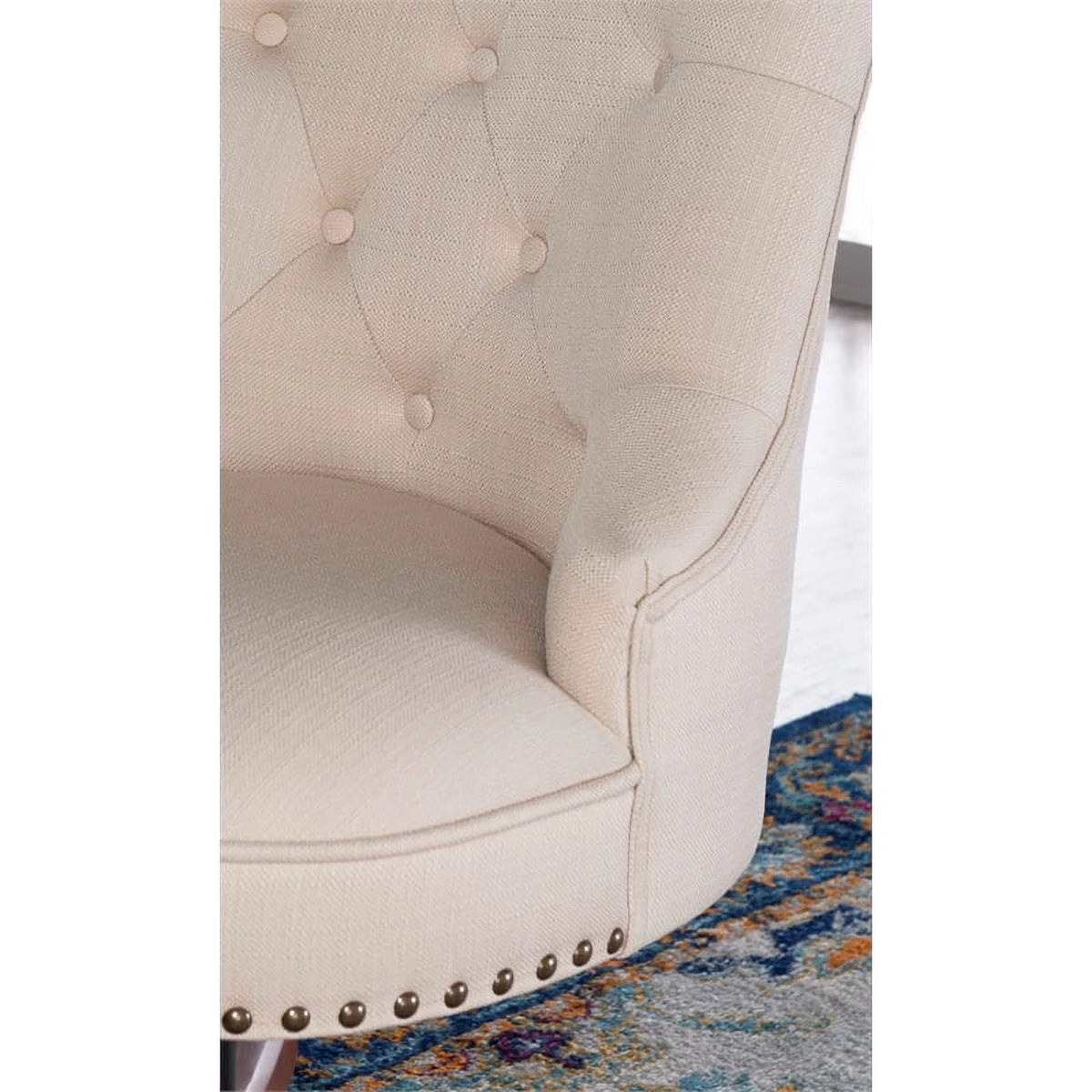 Wood Upholstered Office Chair Beige H307976