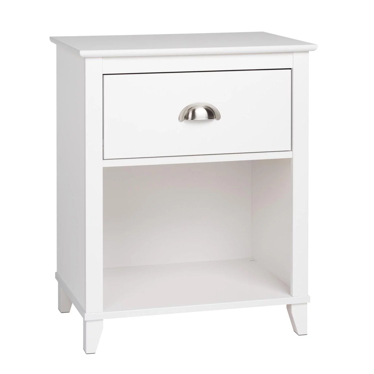 White 1 Drawer Tall Nightstand with Open Shelf P8403