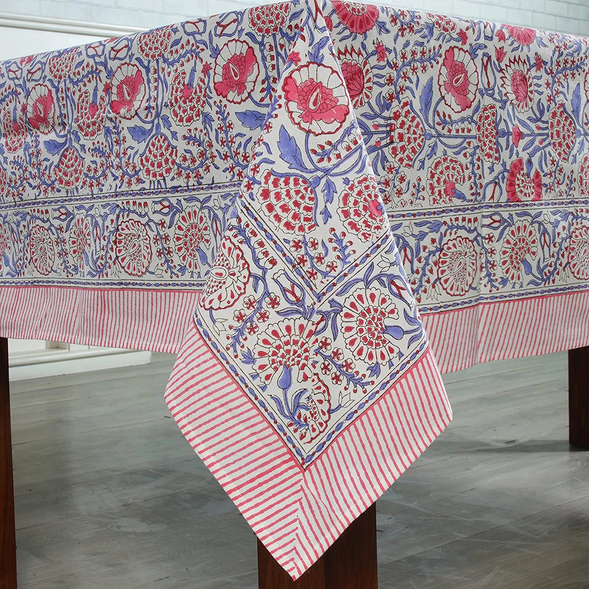 100% Cotton Hand Block Print Tablecloth 60" x 60" J759161