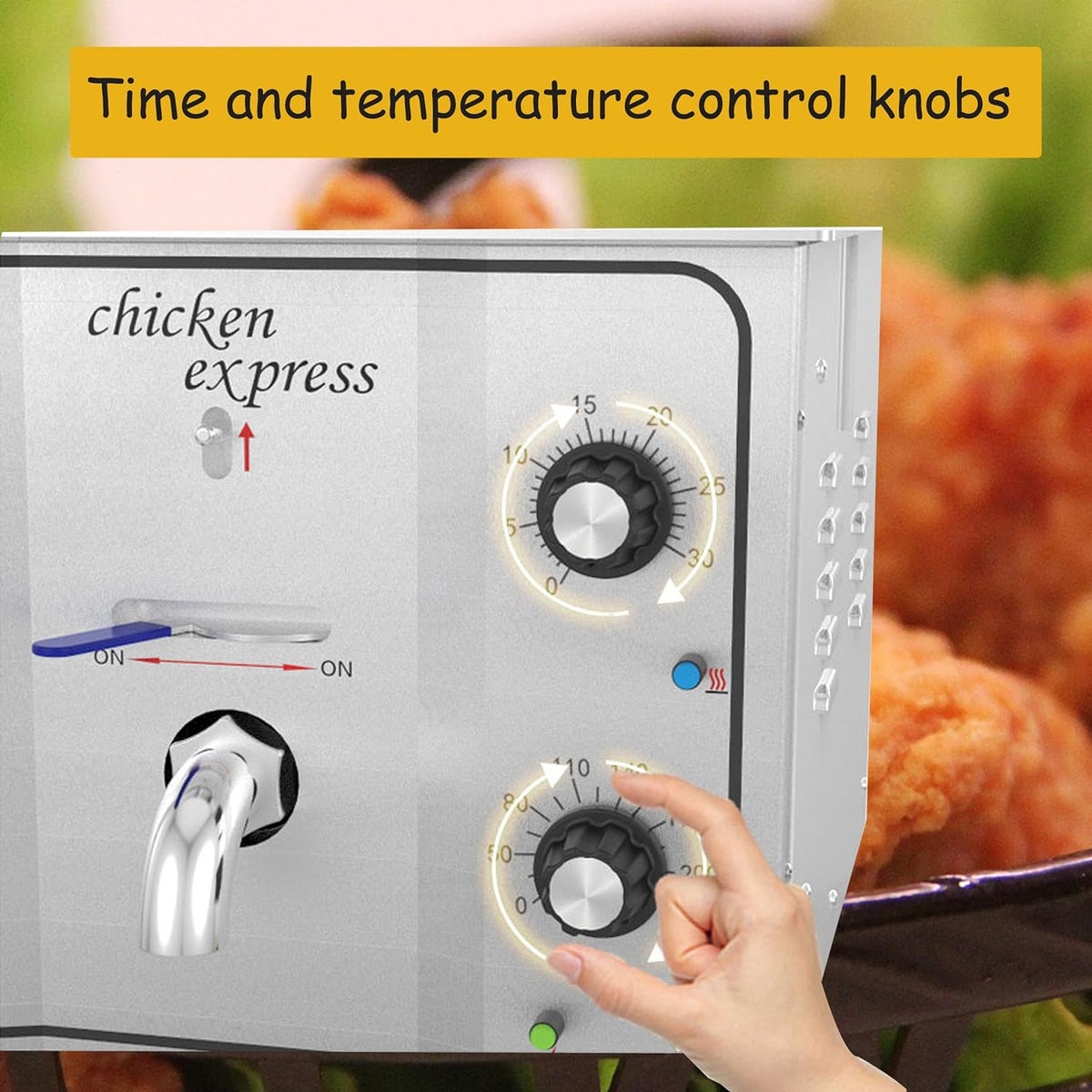 16L Stainless Steel Countertop Pressure Fryer with Timer and Variable Thermostat Y60884