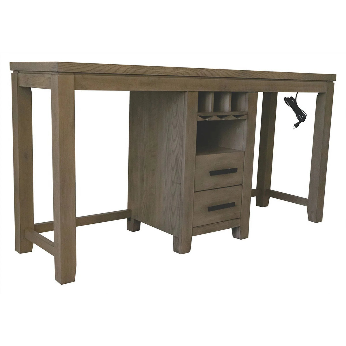 3PC Wood Sofa Console Bar Table Set with 2 Stools N578266