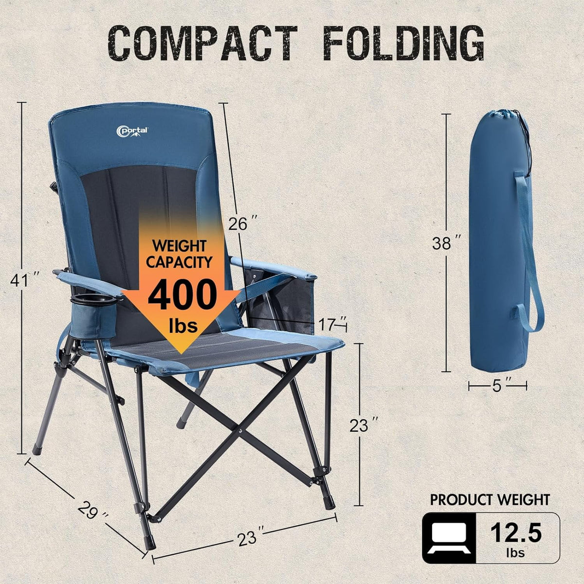 Folding Portable High Back Oversized Camping Chair A33002