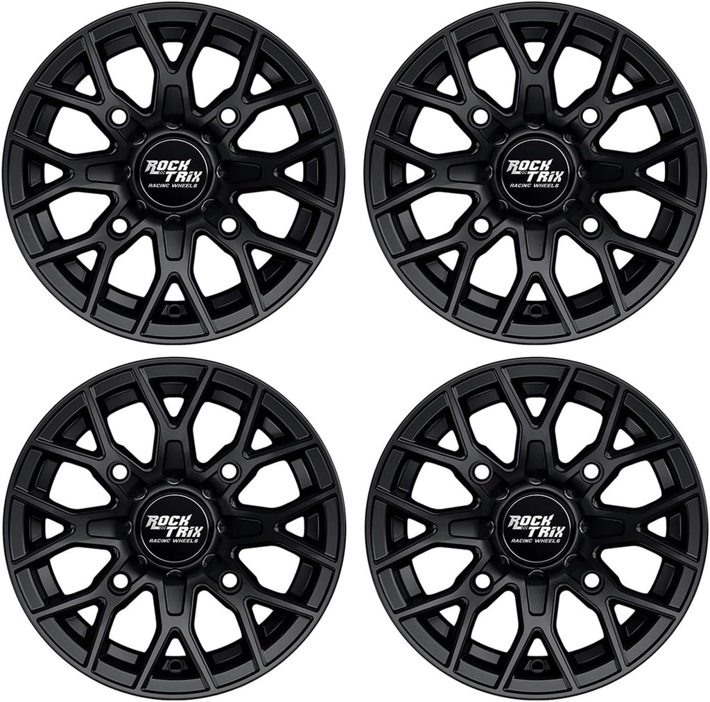 12x7 Matte Black ATV Wheels Set of 4 N180