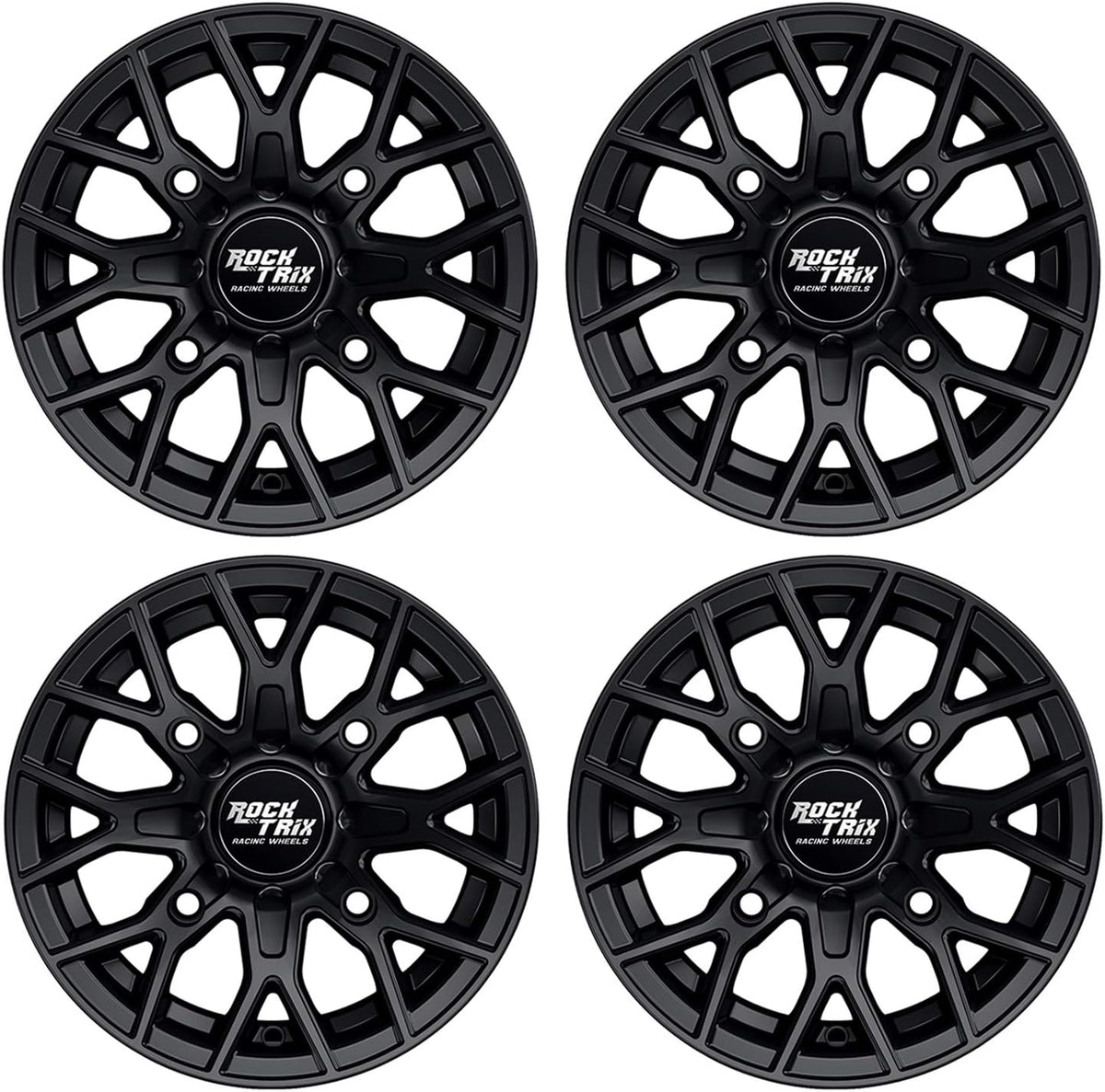 12x7 Matte Black ATV Wheels Set of 4 N180