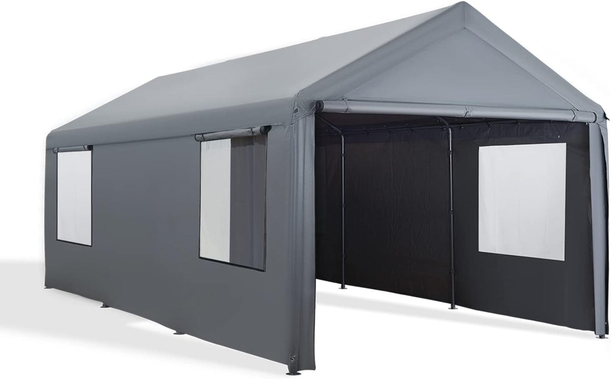 10'x20' Heavy Duty Carport with Roll-up Ventilated Windows E97296