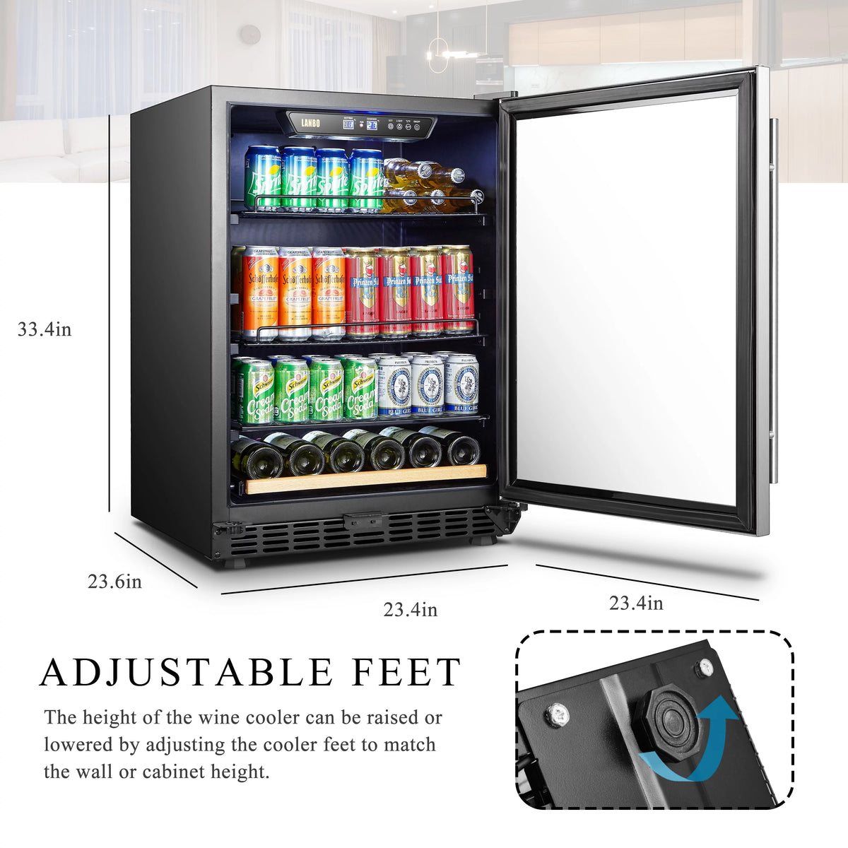110 Cans 6 Bottle Built-in Compressor Beverage Cooler 24 inch K79940