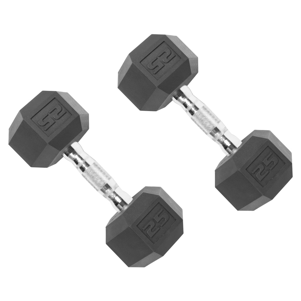 150 lb Coated Rubber Hex Dumbbell Weight Set with Rack I3084