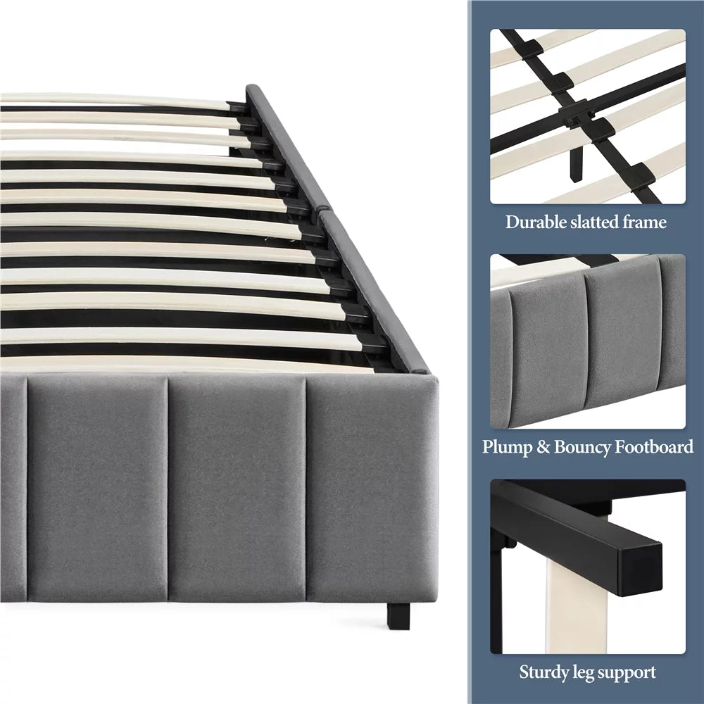 Queen Size Upholstered Storage Bed with 4 Drawers O237907