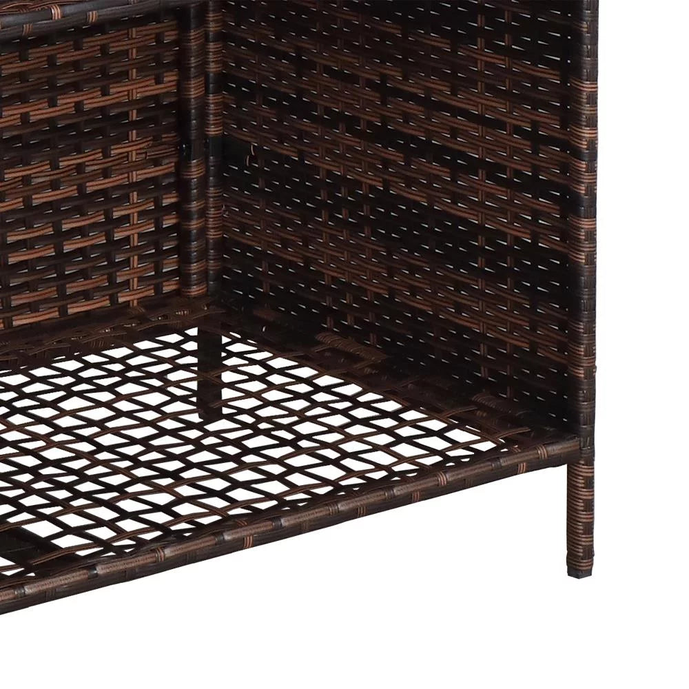3PCS Patio Rattan Wicker Bar Table Stools Dining Set Brown G83721