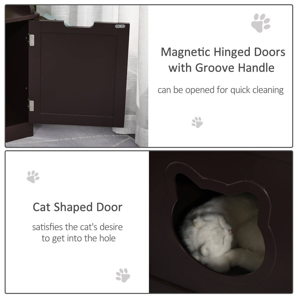 White Wooden Cat Litter Box Enclosure with Storage Rack B7126