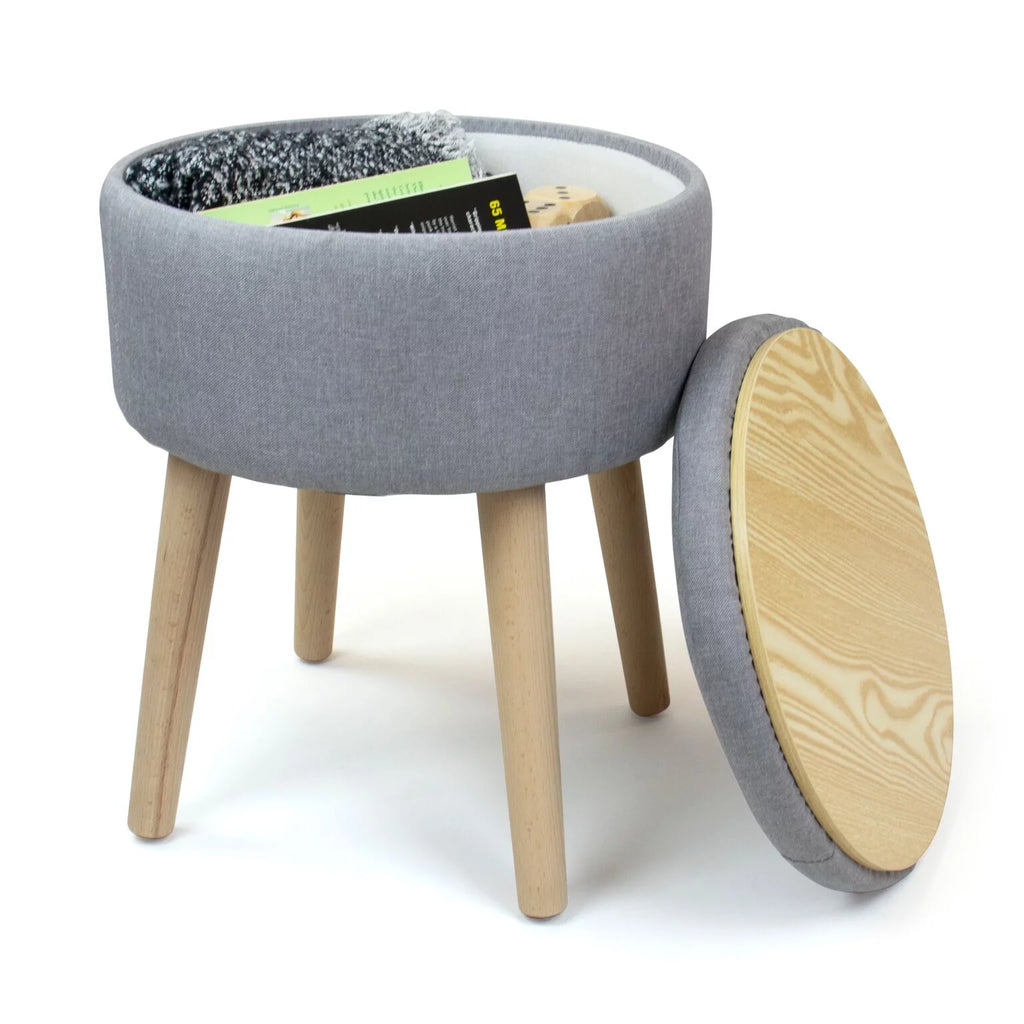 14" Round Storage Ottoman with Tray K3327