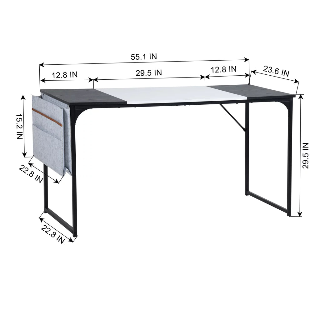 Computer Desk 55 inch with Storage Bag Black Metal Frame Y750705