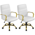 White Mid-Back Swivel PU Leather Office Chair P170