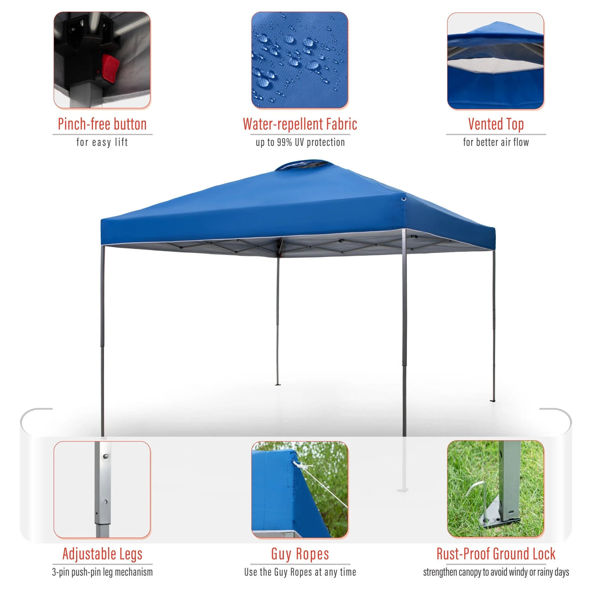 10' x 10' Blue Pop Up Canopy Tent with Wheeled Bag U11626