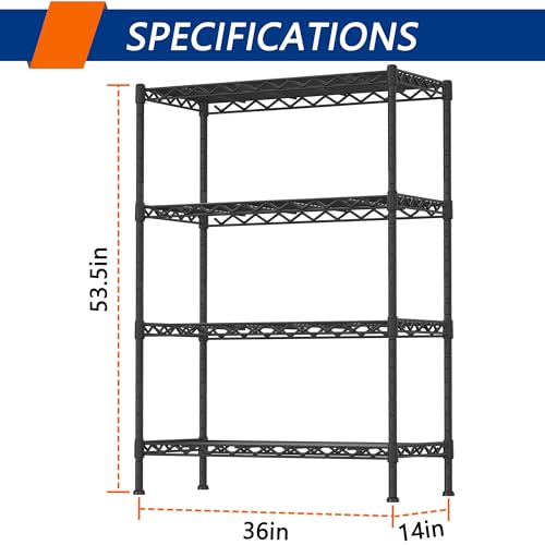 Adjustable Heavy Duty 3-Shelf Metal Wire Shelving Black M15127