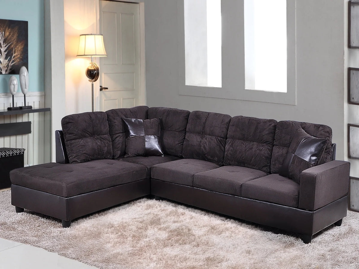 103.5" 2 Pieces L-Shaped Sectional Sofa with Chaise Brown Microfiber L743