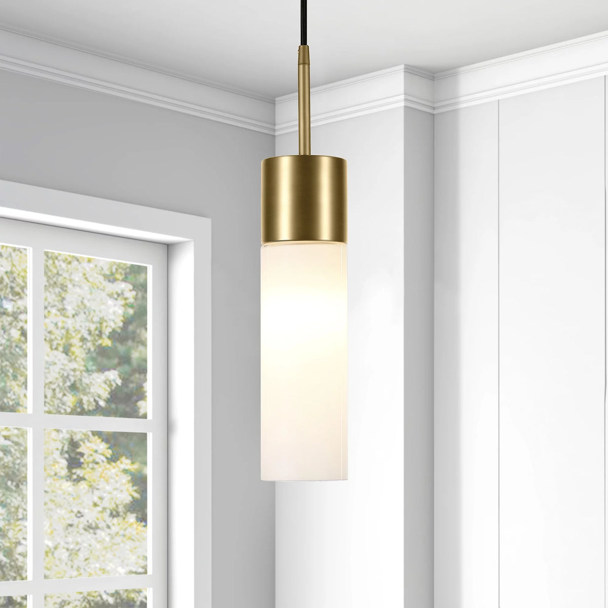1-Light Pendant with Milk White Glass Shade O1713