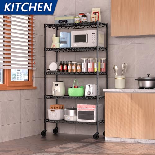 Adjustable Heavy Duty 3-Shelf Metal Wire Shelving Black M15127