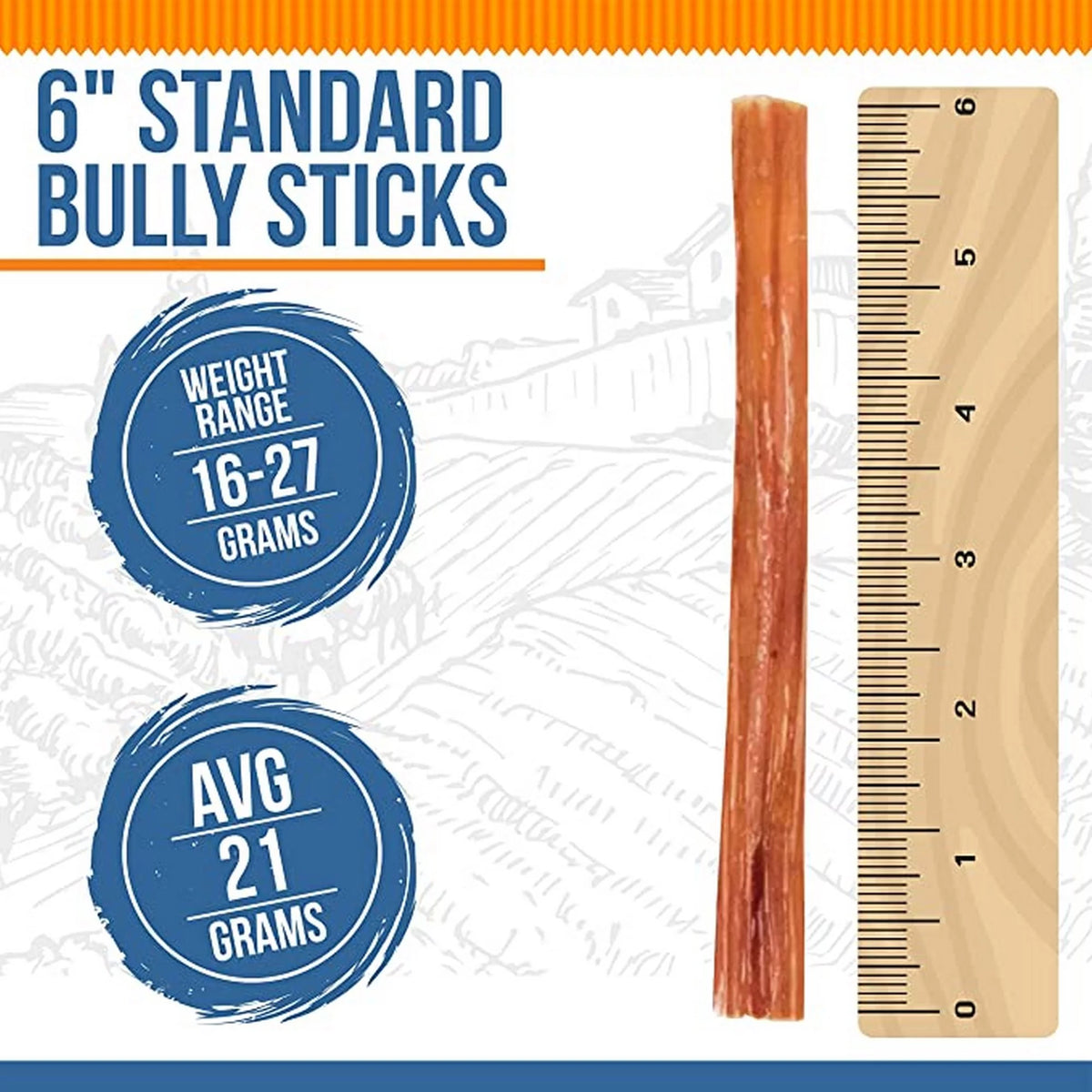 Bully Sticks Chew 6-Inch 12 Count Grass-Fed Beef L249