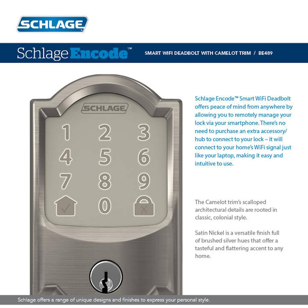 Satin Nickel WiFi Deadbolt M2147