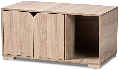 Oak Finished 2-Door Wood Cat House C60438