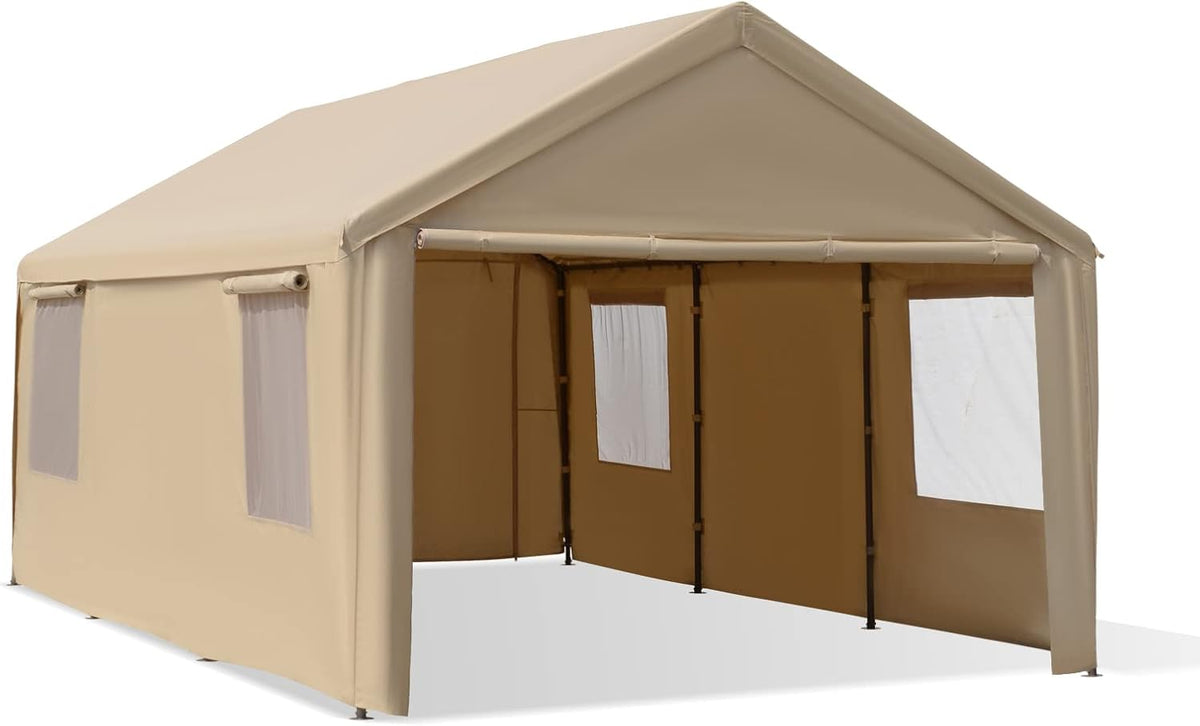 10'x20' Heavy Duty Carport with Roll-up Ventilated Windows E97296