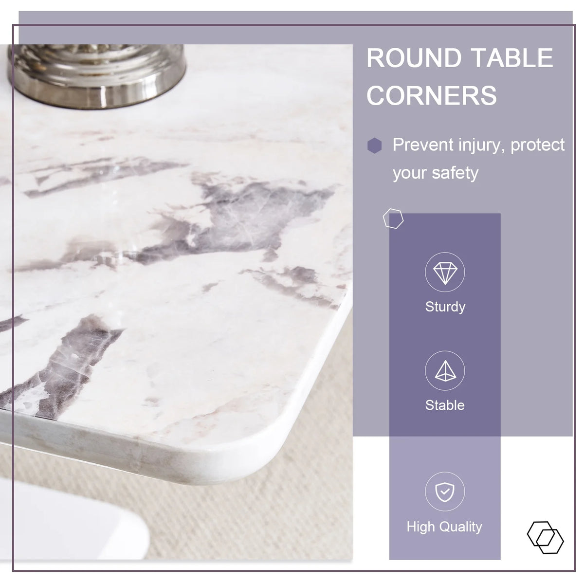 63" White Faux Marble Dining Table for 6 K2098