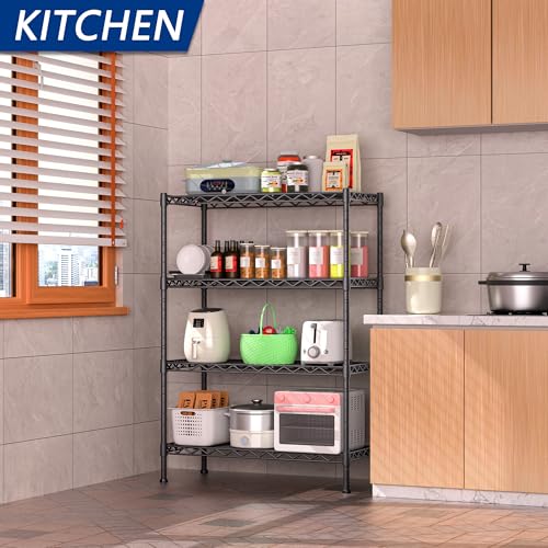 Adjustable Heavy Duty 3-Shelf Metal Wire Shelving Black M15127