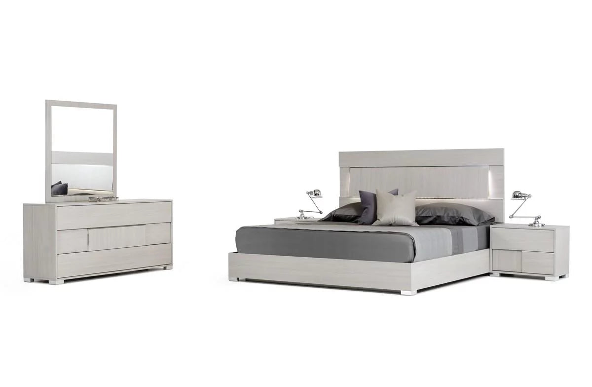 Grey LED Headboard Cal King 6 Pcs Bedroom Set U388