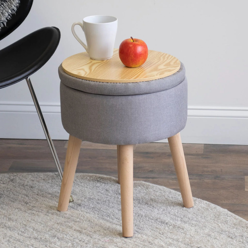 14" Round Storage Ottoman with Tray K3327